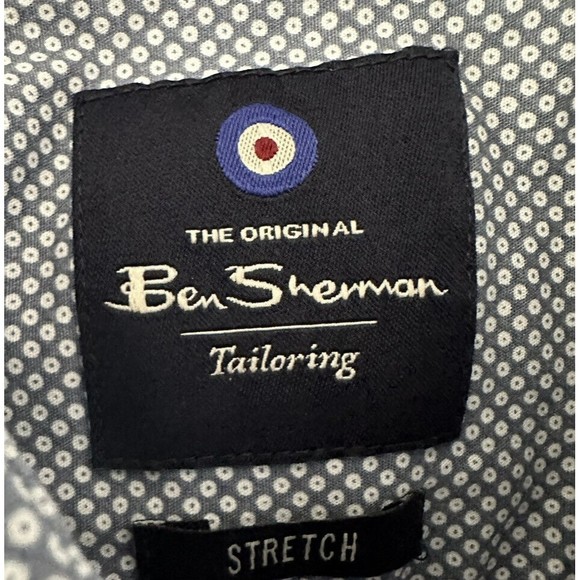 Ben Sherman Mens Shirt XL Stretch Blue Spotted Designer Casual Button Down Style - Picture 4 of 7